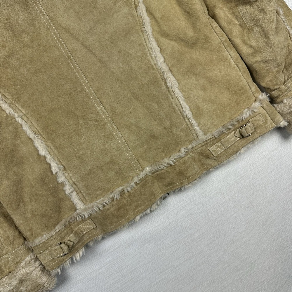 Vtg 90s Wilsons Leather MAXIMA Suede Moto Jacket Shearling Women L Beige - Picture 13 of 13